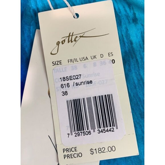 Size 6 Gottex Women's Halter Style New Sunrise Swimsuit Blue Pink - Picture 7 of 8